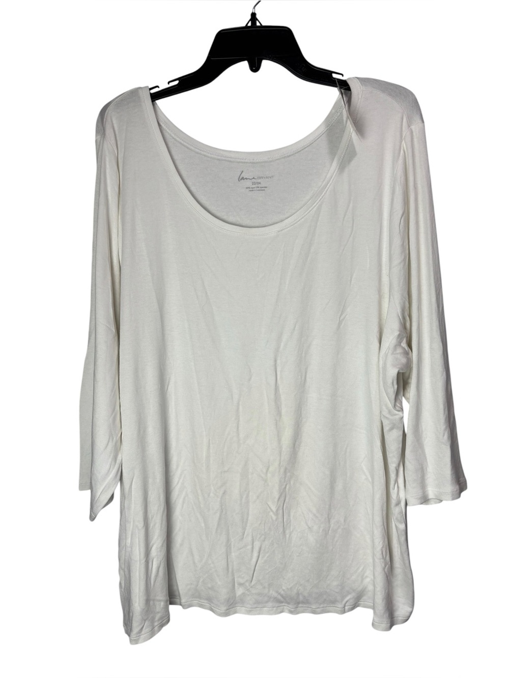 Lane Bryant White Scoop Neck 3/4 Sleeve Casual Top Tee size 22/24 NWT